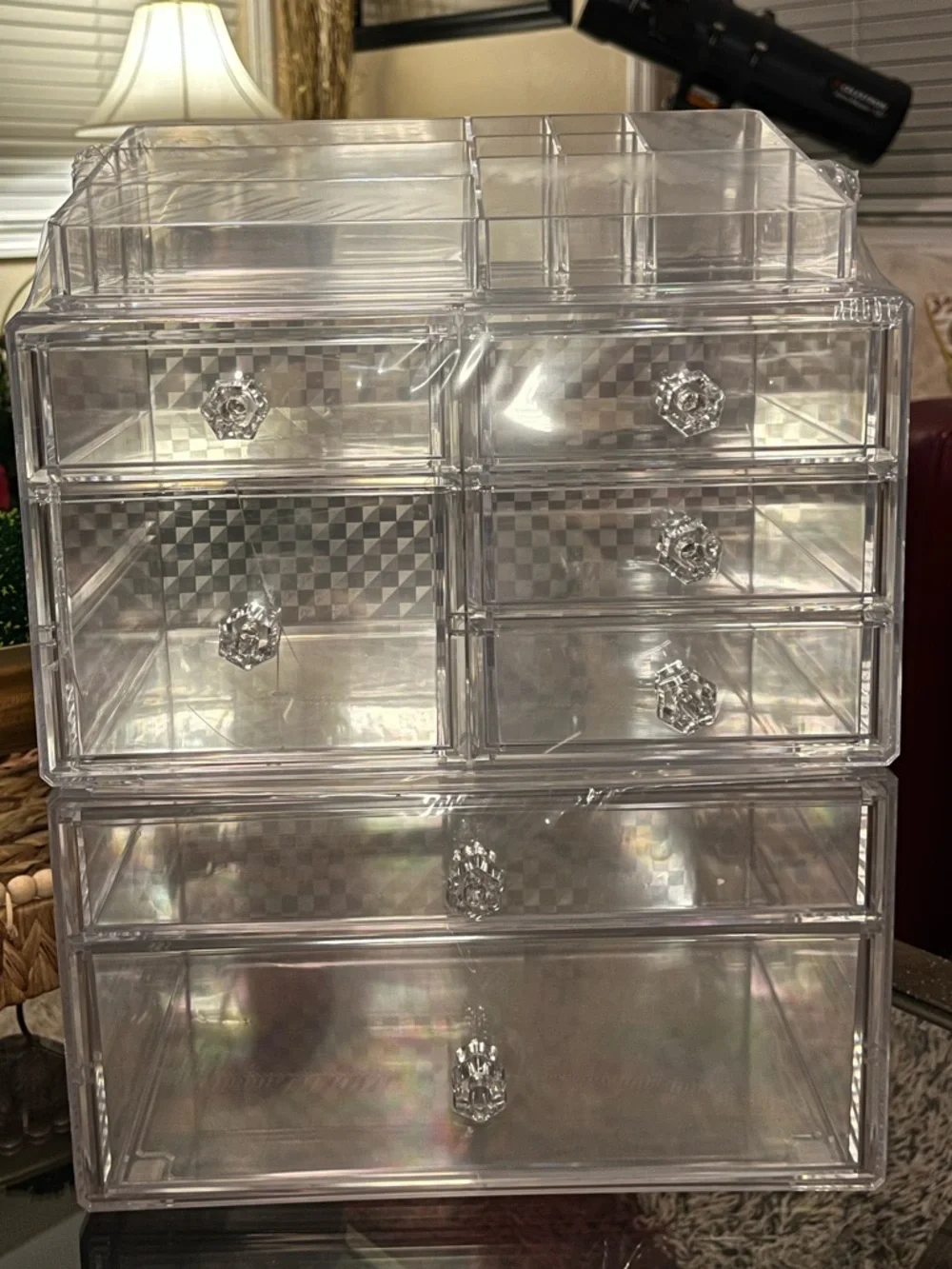 Deluxe 2-Piece Clear Acrylic Makeup & Jewelry Organizer